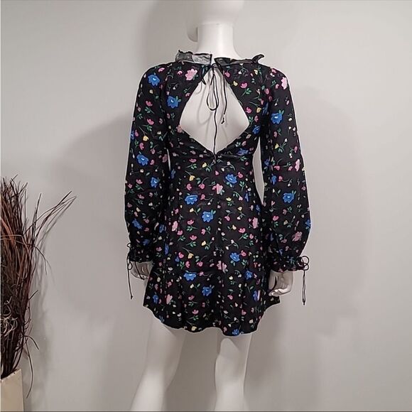 For Love & Lemons Lexy Long Sleeve Mini Dress in Black Size S - Picture 3 of 8
